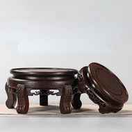 Vase Flower Bonsai Base Solid Wood Carved round Fish Tank Buddha Ornament Teapot Wine Jar Stone Head