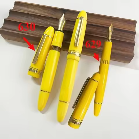 Limited Yellow! Wing Sung 629/630 Brief Fountain Pen F 0.5mm Nib Piston Resin Gold Clip Pen Statione