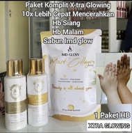 Paket Lengkap Hb Xtra Glowing Super Whitening Dosting (Siang+ Malam+ Sabun batang) Imd Glow 100% Original Co Skrng free gift