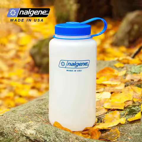 Nalgene Milky White HDPE Water Bottle Wide Mouth 550ml-1.5L Durable Leakproof Cup for Hiking Camping