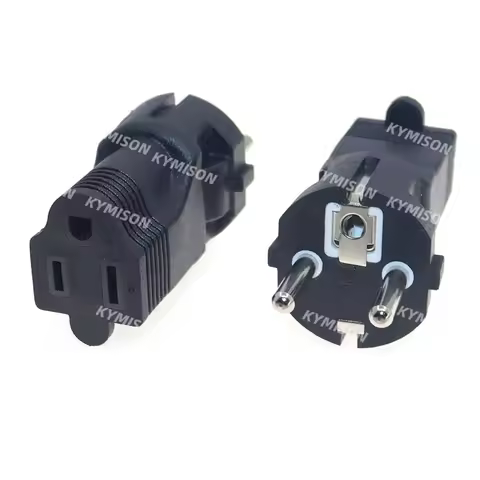 Germany France CEE 7/7 Travel Power Plug Adapter (Type C) USA NEMA 5-15R Receptacle To EU Schuko Pow