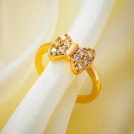 Hyl Jewelry 43J Cincin Titanium Anak Anak Emas Perempuan Laki Laki Insial Kupu Gambar Love Anti Kara