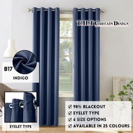 B17 Ready Made Curtain 90%Blackout Siap Jahit Langsir(Free Eyelet / Ring)Langsir RAYA Kain Tebal 100%Polyester Blackout