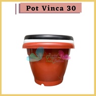 Pot Gentong VINCA 30 PUTIH HITAM COKLAT Pot Plastik Bunga Jumbo Besar