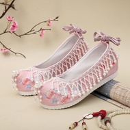 Hanfu Shoes Female Students Antique Embroidered Shoes Female Matching Hanfu Inner Heightening Antiqu