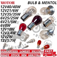 BULB MOTOR MENTOL 12V40/40W 12V35/35W 6V 12V21/5W 12V10W 12V3W 1.7W FRONT REAR SIGNAL LIGHT METER LA