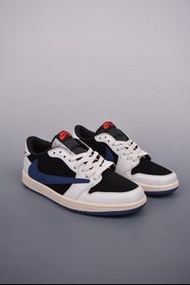 fragment x travis scott x nike air jordan 1 low三方聯名倒鉤黑藍