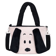 MINISO SNOOPY Cute Three-dimensional Ears Canvas Embroidery Tote Bag Crossbody Lunch Bag Shoulder Ba