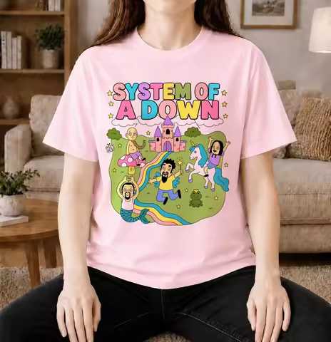 Vintage SOAD System Of A Down 2026 Europe Tour Double Sided T-shirt Retro Earth Print Y2K Oversized 