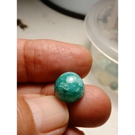 BATU ZAMRUD ASLI 6.95 carat Natural Emerald Zamrud ROUND Cut ZAMBIA Gemstone+ IKAT CINCIN