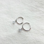 藍托帕石925純銀爪鑲設計耳釦耳環