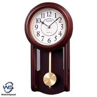 Seiko QXC105BN Wooden Case with Pendulum White Dial Wall Clock