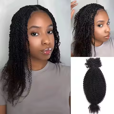 Sleek Afro Kinky Twist Crochet Braiding Hair 100% Human hair Bundles QVR Curly Human Hair Bulks 1 PC