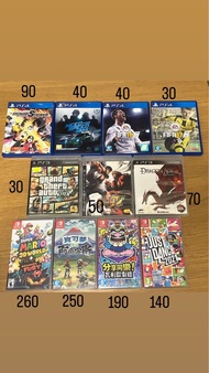 各類PS4 PS3 Switch games，價錢可議