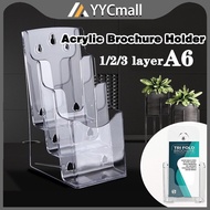 A6 Acrylic Brochure Holder Clear Flyer Menu Paper Card Stand 1/2/3Layers