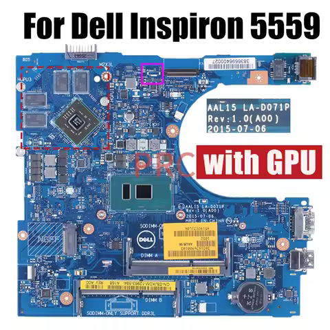 For Dell Inspiron 5759 5459 5559 Laptop Motherboard LA-D071P 0YVT1C 086V8H 0PX6JH 0F1J0W 0VYVP1 I3 I
