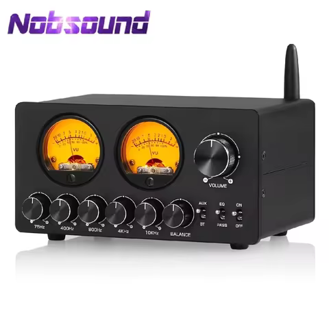 Nobsound EQ5 PRO Mini 5-Band EQ Preamp Stereo Bluetooth Equalizer Home Desk Audio Processor with VU 