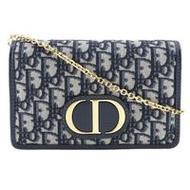 二手 Christian Dior Trotter Oblique 帆布和皮革雙向腰包單肩包，義大利製造，海軍藍，斜背包，按扣開合，女式。