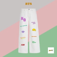 Kpop bts printing jeans, printing jeans, painting jeans, loose jeans