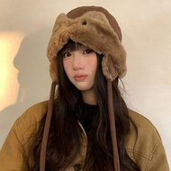 Autumn Winter Plush Cat Ear Protection Ear Protection Cap Large Head Circumference Thickened Pullove