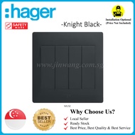 Knight Black Hager wall switch 4 Gang (1W/2W) [Singapore Local Authorized Seller]
