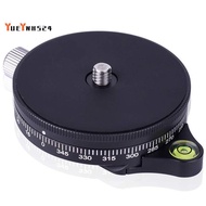 Camera Pan Base With  Style Plate, 0.95Cm Screw Aluminum Panoramic Ball Tripod Head With Bubble Leve