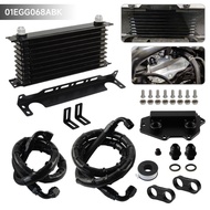 Black Oil Cooler 10 Rows Hose Filter Adapter Mounting Bracket Kit 10AN For 3 Series BMW G20 G21 G38 