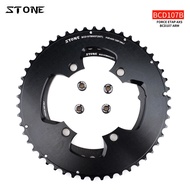 STONE CNC Alloy 7075 Double Chainring BCD107 107mm Chainwheel 4 Bolts 48T 33T 50T 37T 46T 35T 54T 41T for FORCE ETAP AXS Power Meter 12 Speed Flattop Chain Cranks Ring