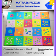 Karpet Puzzle Anak edukatif 30x30x1cm Matrass Puzzle Karakter Angka & Hewan