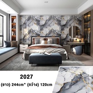 FBS MALL สติ๊กเกอร์วอลเปเปอร์ ลายหินอ่อน 3D หนา 2.6มม. 2.44x1.2m กันน้ํามัน มีกาวในตัว สําหรับติดตกแ