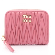 【二手】Miu Miu MATELASSE'MIU 5MM268AFPPF0638 秋海棠色皮革零錢包 女士全新