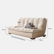✿Original✿Ouhe Furniture Cloud Sofa Bed Cream Style Small Apartment Living Room Home Folding Multifunctional Frosted Velvet Cloth Net Red Single Double Bed