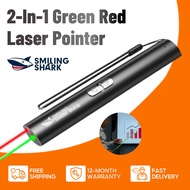 【COD】Smiling Shark LS313 Portable Green Red laser Pointer Type-C rechargeable cat play laser