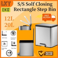 LKY - EKO Ecocasa Stainless Steel Rectangle Step Bin with Soft Closing 12L / 20L Trash Garbage Can D