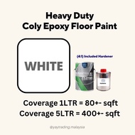 1L COLY EPOXY FLOOR PAINT Gloss White HEAVY DUTY &amp; WATERPROOF COATING [Hardener Included] . Tiles Floor Paint