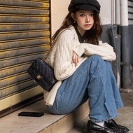 99新 Chanel香奈兒25b大mini  郵差 cf 黑金荔枝皮