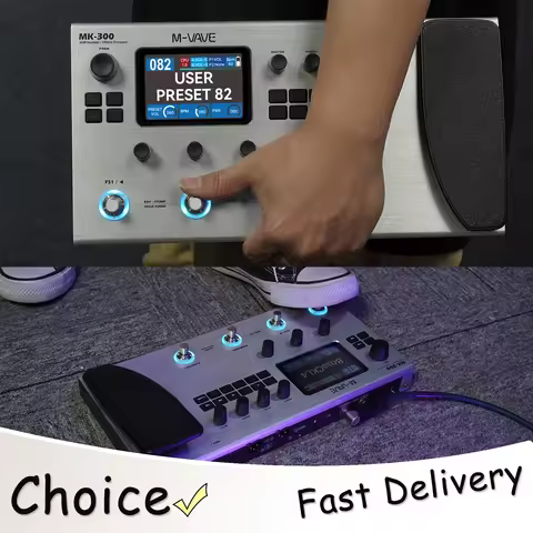 M-VAVE MK-300 Guitar Bass Multi-Effects Processor MK-300 150s Looper 128 Drums MIDI DAW 120 AMP 10h 