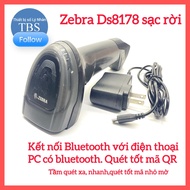Zebra DS8178 barcode scanner connects bluetooth to phone and computer with removable microphone port