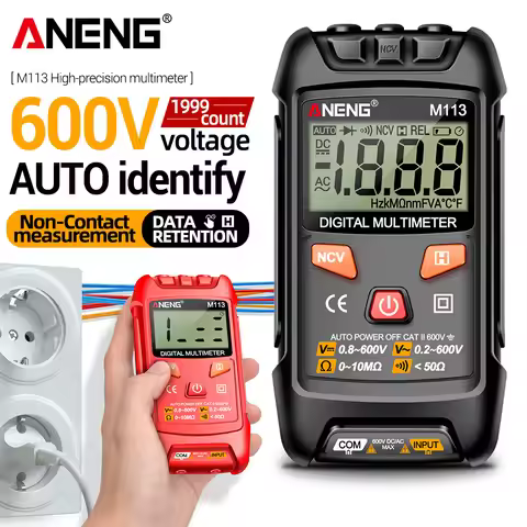 ANENG M113 Inteligent Multimeter 1999 Count Digital AC/DC Voltage Meter Ohm NCV Measuring Mini Instr