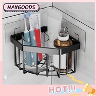 MAXG Stainless Steel Sink Corner Storage Basket Punch-free Drain Holder Kitchen Organizer Hollow Bathroom Drainer Rack Kitchen Bathroom