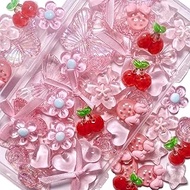 60 Pcs Pink Assorted Junk Case Charms, Cute Y2K Girly Heart Bow Flower Resin Charms Kit, 3D Pink Pho