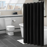 ผ้าม่านอาบน้ำสีดำแบบทันสมัยผ้ากันน้ำสีทึบม่านห้องน้ำอ่างอาบน้ำฝาครอบพร้อมตะขออาบน้ำขนาดใหญ่กว้าง