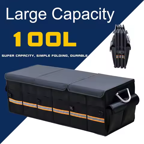 100L 66L Car Trunk Organizer Foldable Heavy Duty Durable Sturdy Collapsible Reflective Strip Storage