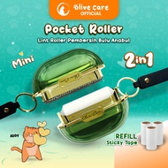 Olive Care Pembersih Bulu Kucing/Anjing POCKET ROLLER 2in1 Mini Size Dua Sisi Stiker Roll & Sikat