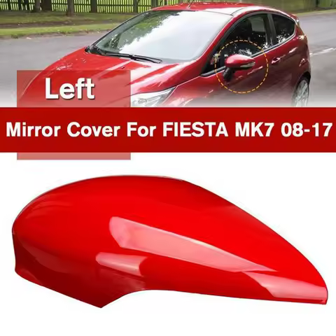 UpmarketLeft Wing Door Rearview Mirror Cover Side Mirror Cap Shell for Ford Fiesta MK7 2008-2017 Red