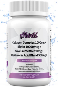 Super Collagen 1000mg, Biotin 10000mcg, Keratin Saw Palmetto 250mg, Hyaluronic Acid 500mg - DHT Bloc