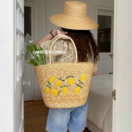 Lyl~natural Wheat Straw Grass DANKE Export Hand-Embroidered Thailand Large-Capacity Portable Straw Bag Summer French Vacation One-Shoulder Wo