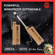 DRESS x SOTO Windproof Slide Gas Torch 1300°C Retractable Butane Burner Compact Lighter for Camping 