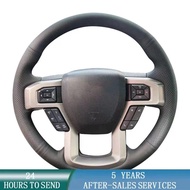 Customized Car Steering Wheel Cover Leather Braid For Ford F-150 F-250 F-350 F-450 F-550 2015-2021 F