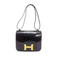 不議價 【9.0新 二手】  Hermès  Constance 24 鱷魚皮手袋